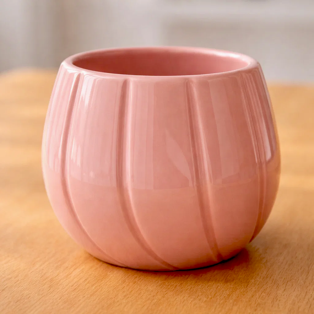 The Quiet Crescent Ceramic Indoor Flower Pot - Peach