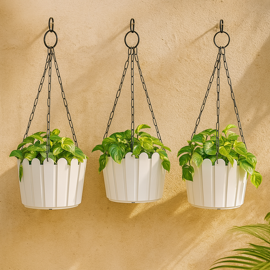 PrismSling Statement 8 Inch White Hanging Planters