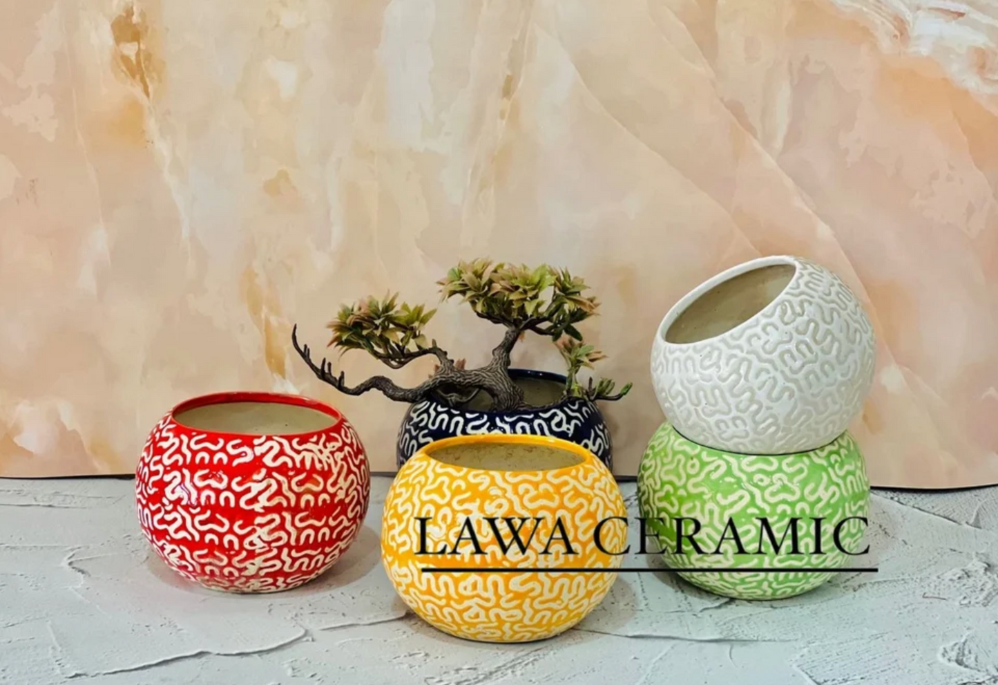 Rustic Sphere Ceramic Planter