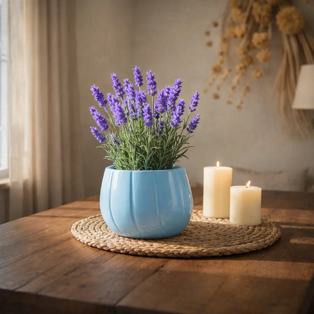 The Quiet Crescent Ceramic Indoor Flower Pot - Blue