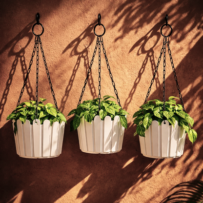 PrismSling Statement 8 Inch White Hanging Planters