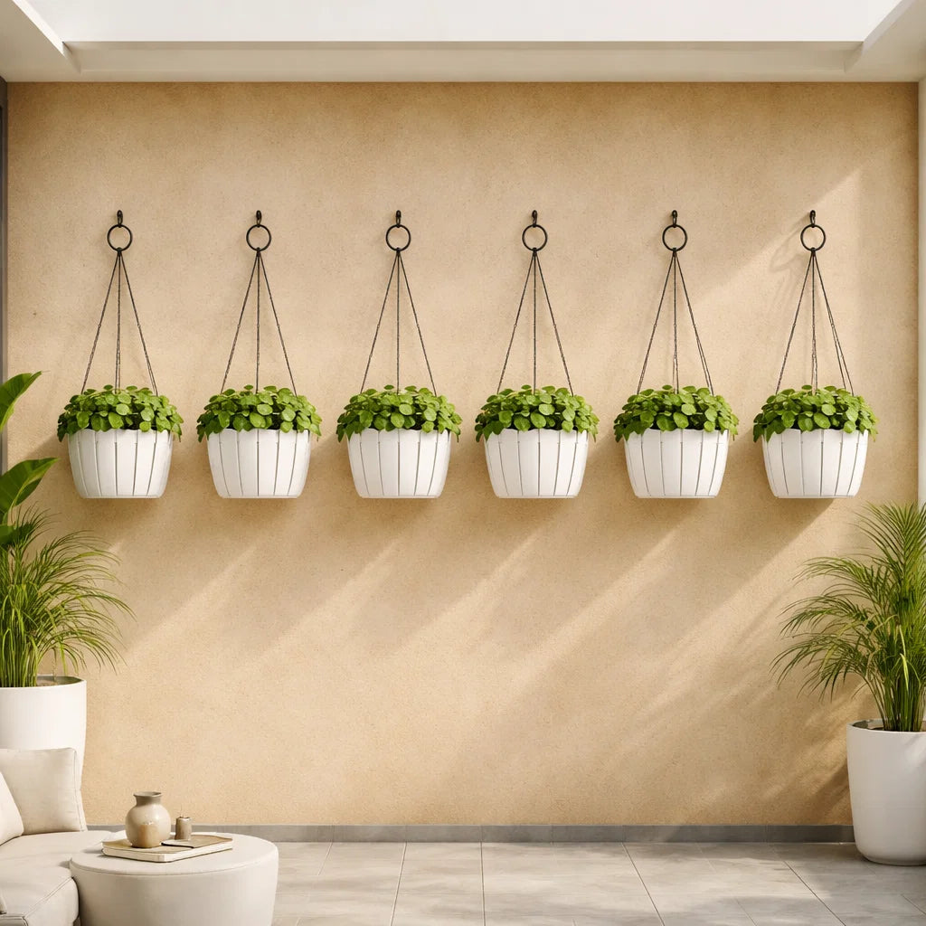 PrismSling Statement 8 Inch White Hanging Planters