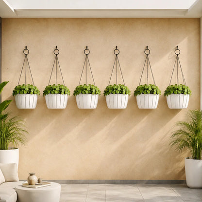 PrismSling Statement 8 Inch White Hanging Planters