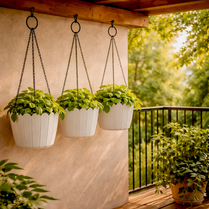 PrismSling Statement 8 Inch White Hanging Planters