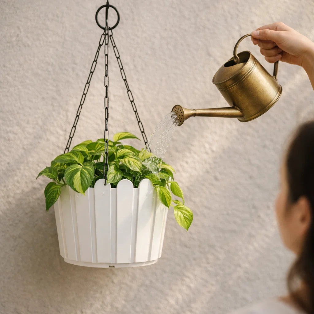 PrismSling Statement 8 Inch White Hanging Planters