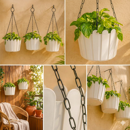 PrismSling Statement 8 Inch White Hanging Planters