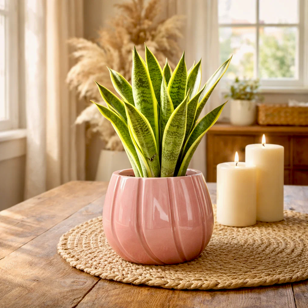 The Quiet Crescent Ceramic Indoor Flower Pot - Peach
