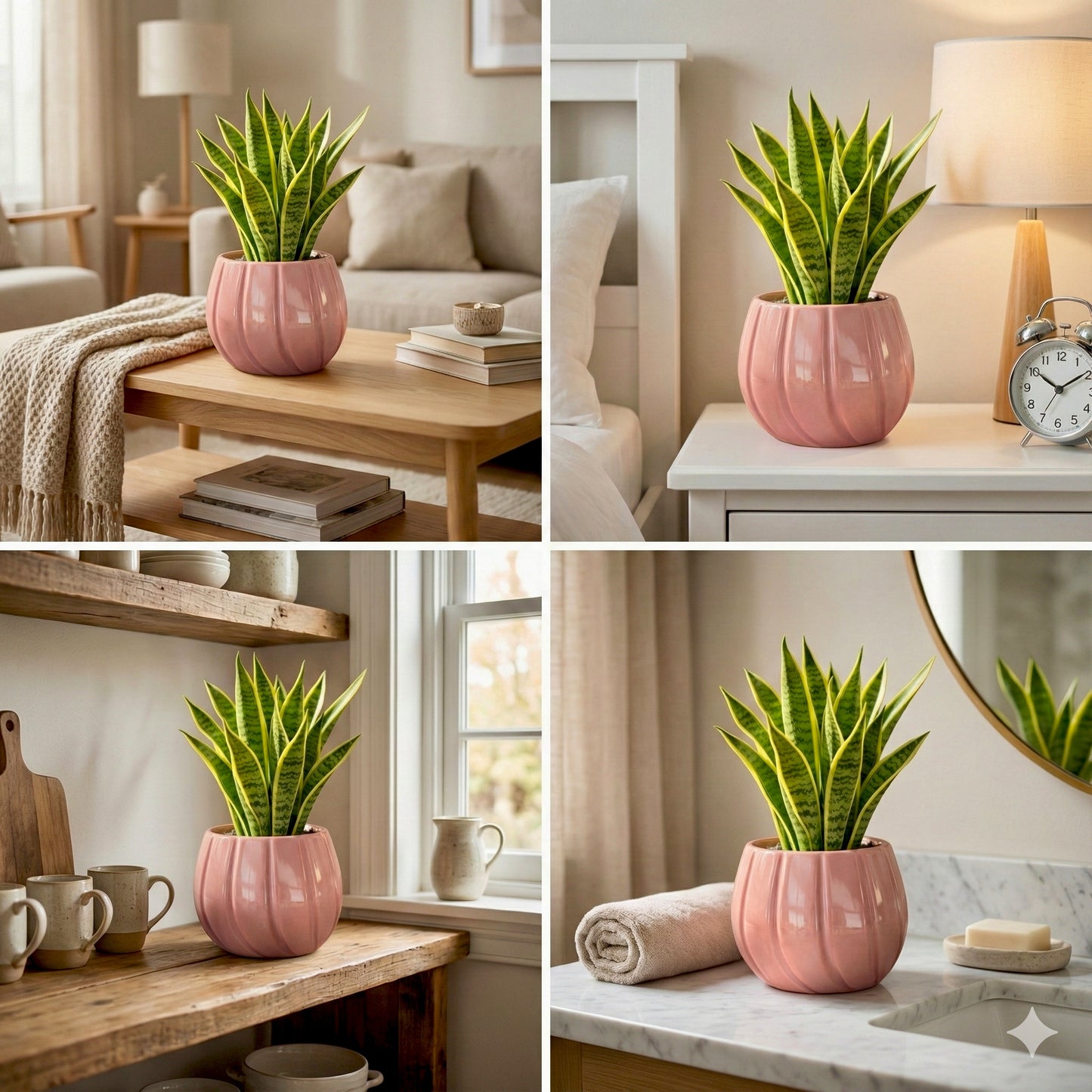 The Quiet Crescent Ceramic Indoor Flower Pot - Peach