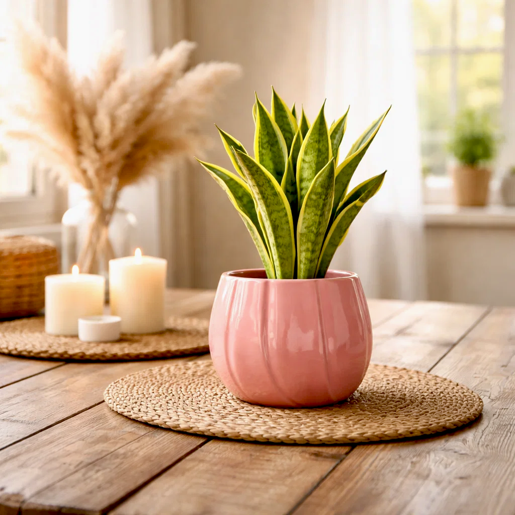 The Quiet Crescent Ceramic Indoor Flower Pot - Peach