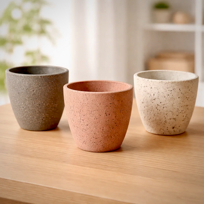 Roma Vein Marble Round Indoor Planter - Set Of 3