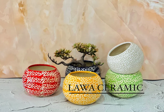Rustic Sphere Ceramic Planter