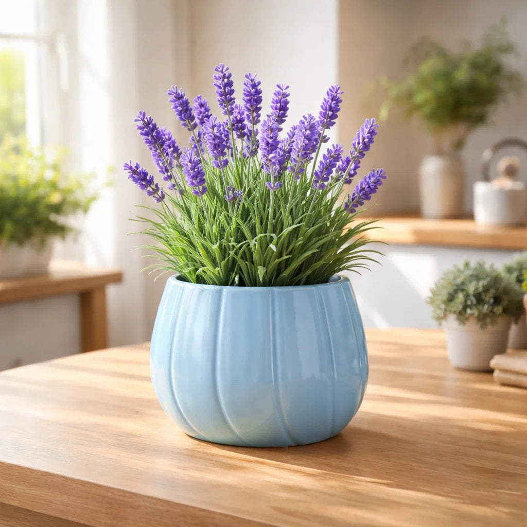 The Quiet Crescent Ceramic Indoor Flower Pot - Blue